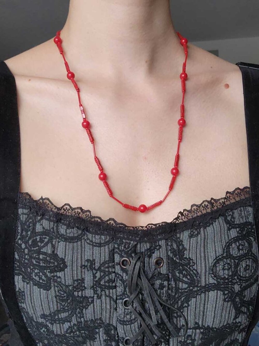Red statement necklace